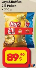 LAYS&RUFFLES 2'Lİ PAKET PATATES CİPSİ 310 G LAYS&RUFFLES 2'Lİ PAKET PATATES CİPSİ 310 G